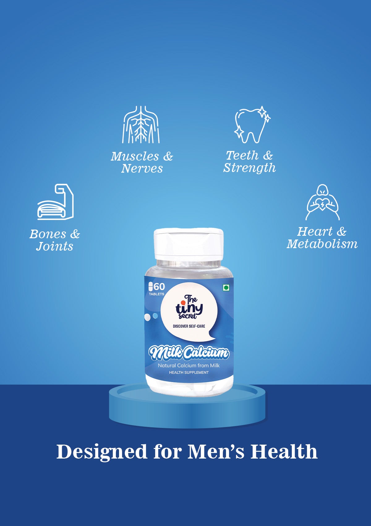 TTS Milk Calcium | Natural Milk Calcium Tablets | 60 Tablets | Bone, Joint & Muscle Support
